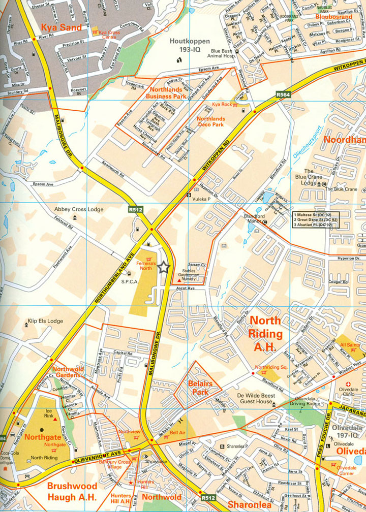 Hierdie is 'n groot kaart wat ons ligging in Northriding. Hier kan van ons WENDYHUIS ontwerpe gesien word in NORTHRIDING, Johannesburg.